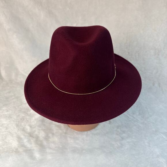 Vince Camuto 100% Wool Wide Brim Fedora Hat – Burgundy – New